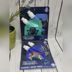 NEW 2- Marvel WAKANDA FOREVER Black Panther 2-Pack Reusable Drink Pouch 10oz